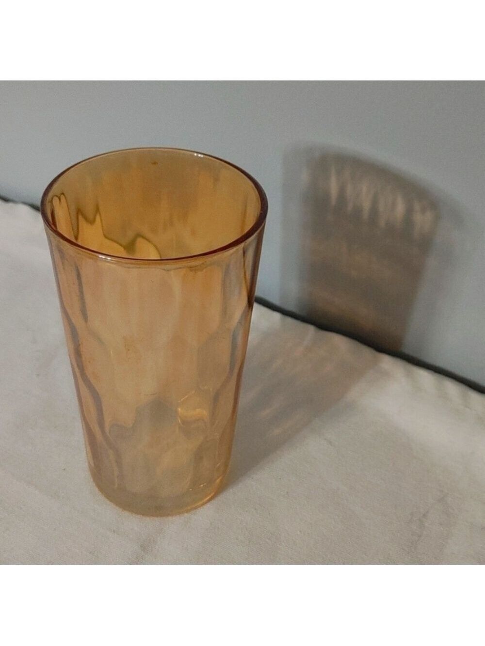 Single 1960 Jeanette Peach Hex Optic Gold Color Glasses Carnival Drinking Glass